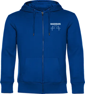 Produktbild von multifanshop Kapuzen Sweatshirt Jacke - Magdeburg - Herzschlag, blau, Größe M