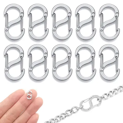 Mini-Karabinerhaken, 10 Stück, Edelstahl, 16 mm, für Schmuck