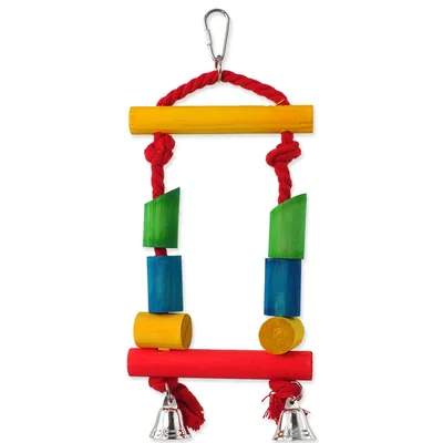 Image de Balançoire en bois BIRD JEWEL avec corde colorée 25 cm