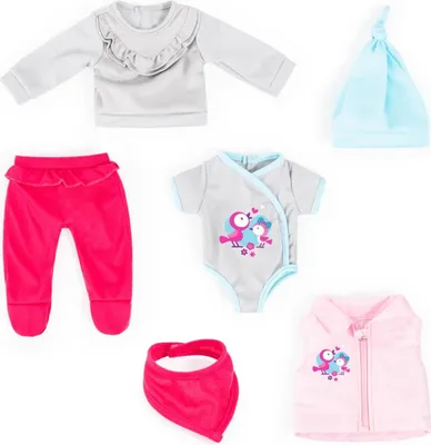 Produktbild von Bayer Design 84200AM Kleider für Puppen 38-42cm, 6 Teile, grau, rosa, blau