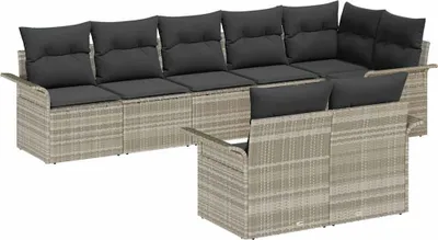 Immagine prodotto di vidaXL Set divano da giardino con contenitore 8 pezzi Polirattan grigio chiaro