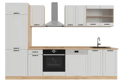 Produktbild von Küchenzeile Vicco R-Line Weiß Landhaus/Goldkraft Eiche 300 cm , AP Eiche, Model 53408