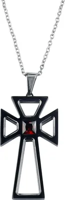 Produktbild von etNox hard and heavy Halskette Uni Kreuz silberfarben/rot Standard