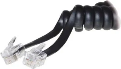 Produktbild von Telefonhörer-Spiralkabel--2x 4P4C schwarz 2m
