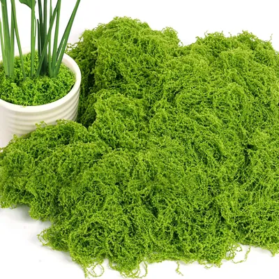 Produktbild von 150 g künstliches Moos zur Dekoration, künstliches Moos für Bastelprojekte, Bastelmoos für Osterdekorationen an Wänden, Krippen, Aquarien und Modellbau (hellgrün)