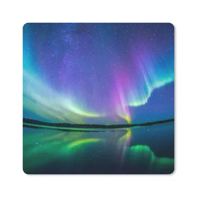 Produktbild von MuchoWow® Mauspad Mousepad Nordlicht - Sternenhimmel - Reflexion 20x20 cm - Mousepads - Maus Mat - Pad - Mausunterlage - Desk Mat - Bureauartikeln