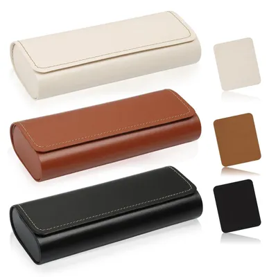 Productafbeelding van Brillenkoker brillenetui - 3 stuks - Hardcase - Kunstleer - Met poetsdoek
