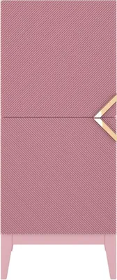 Produktbild von Demi High 2D Kommode Mit Gefrästen Fronten / Massive Buche / Highboard Mit Dekorativen Fronten Und Goldgriffen / 50/120 Cm / Rosa