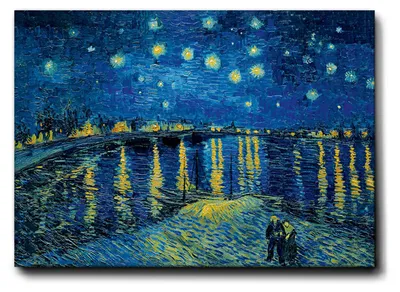 Image de Giallobus - Nuit étoilée sur le Rhône - Vincent Van Gogh - 100L x 70l cm - Tableau - Cadre en toile de qualité supérieure