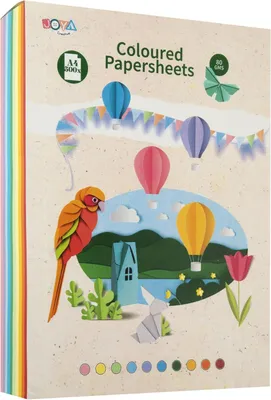 Imagen del producto de Papel de construcción A4, 500 hojas, 10 colores, 80 g/m², ideal para manualidades