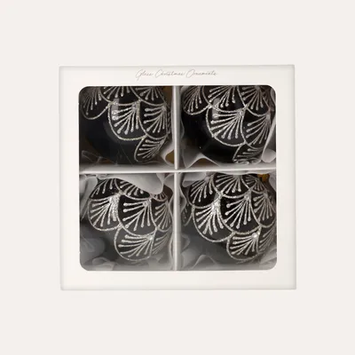 Produktbild von KEYHOMESTORE | Set mit 4 Weihnachtskugeln mit Glitzer aus schwarzem Glas Ø,8 cm