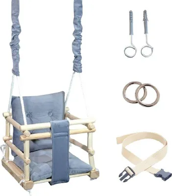 Produktbild von Lumali 3-in-1 Kinderschaukel mit Sicherheitsgurt, Babyschaukel für Zuhause, Schaukel Indoor oder Outdoor, mit Weichem Sitz, Höhenverstellbar,  Dunkelgrau