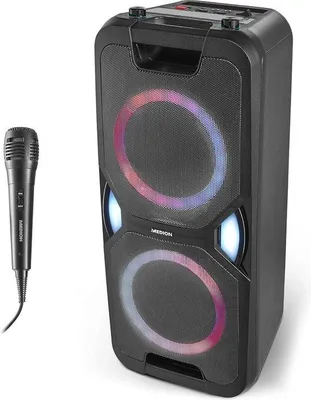 Zdjęcie produktu dla Bezprzewodowy głośnik do karaoke z mikrofonem i Bluetooth – z podświetleniem LED i radiem FM