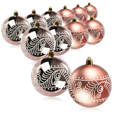 Produktbild von com-four® 12x Weihnachtskugeln, bruchfeste Kunststoff-Weihnachtsbaumkugeln für Weihnachten, Baumschmuck für den Weihnachtsbaum mit Anhängern