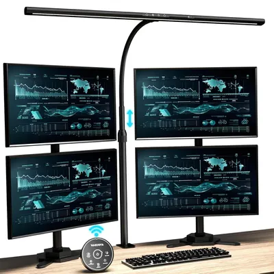Image de Lampe de bureau LED - Lampe de table - Éclairage de bureau - Contrôle par gestes - 80 cm - Noir mat