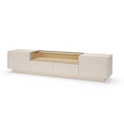 Produktbild von BETTSO TV-Board 203 cm KIRO mit Schubladen und LED-Beleuchtung TV-Tisch fürs Wohnzimmer – Beige / Cremona Eiche