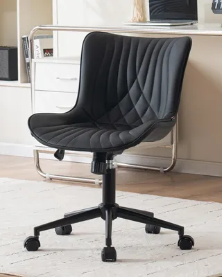 Zdjęcie produktu dla Ergonomiczne krzesło biurowe, czarna skóra syntetyczna - regulowana wysokość 78,5-90,5 cm