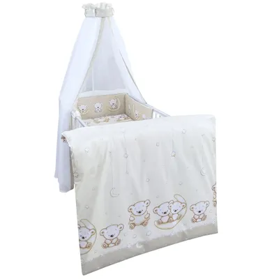 Produktbild von Baby Delux Baby Bettwäsche Bettset 4-tlg Bettausstattung Nestchen Himmel Teddy Beige