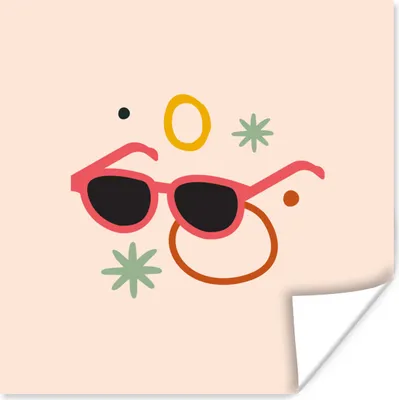 Produktbild von MuchoWow® Poster Sonnenbrille - Kreis - Sommer 75x75 cm - Wand Dekoration