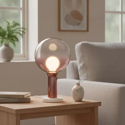 Productafbeelding van Tafellamp Nostos bruin glas, AI-gegenereerde afbeelding