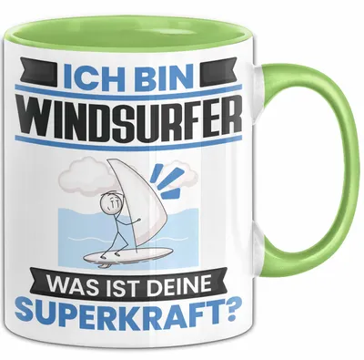 Zdjęcie produktu dla Kubek dla windsurfera – prezent urodzinowy dla windsurfera z zabawnym napisem (zielony)