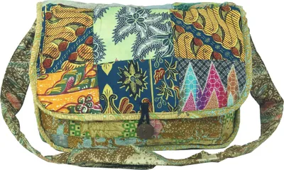 Produktbild von Hippie Tasche, Patchwork , Schultertasche - Grün, Uni - Erwachsene, Mehrfarbig, Baumwolle, 28*34*15 cm, Alternative Umhängetasche, Handtasche aus Stoff