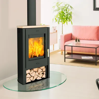 Produktbild von Fireplace Tuvalu Kaminofen Stahl Schwarz | Topplatte Sandstein
