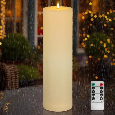 Obrázok produktu pre Sada 10 veľkých, bezplamenných LED sviečok s výškou 35 cm, určených na vonkajšie použitie