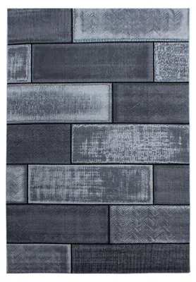 Produktbild von Kurzflor Teppich Pago Läufer, Farbe: Schwarz, Größe:80x150 cm