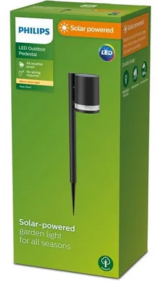 Obrázok produktu pre Solárne osvetlenie, Philips Fyce, čierna stĺpiková lampa, záhradná lampa na kôliku