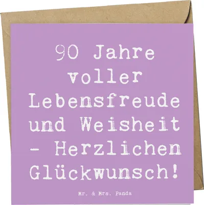 Produktbild von Mr. & Mrs. Panda Glückwunschkarte Spruch 90. Geburtstag Lebensfreude - Lavendeltraum - Geschenk, Geburtstagsgeschenk, Klappkarte, wertschätzende Worte, Grußkarte