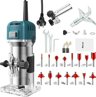 Image de Fraiseuse électrique 800W, fraiseuse à 6 positions, coupeuse de bois de précision pour rainurer, travailler les bords, fraiser, sculpter - version EU