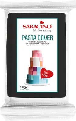 Produktbild von Saracino Pasta Cover 1 kg schwarz  Rollfondant Einschlagmasse