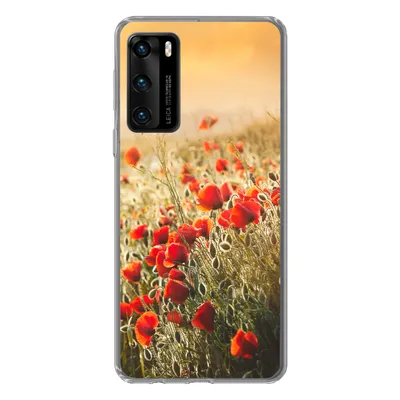 Produktbild von MuchoWow® Handyhülle Schutzhülle Hülle für Huawei P40 Sonnenstrahlen über einem Mohnblumenstrauß Silikon Softcase Handy Hülle - Handytasche