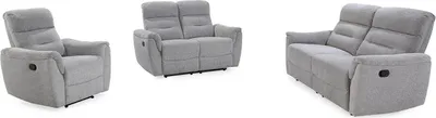 Produktbild von Sofagarnitur 3-teilig - Hellgrau - Chenille - mit Relaxfunktion