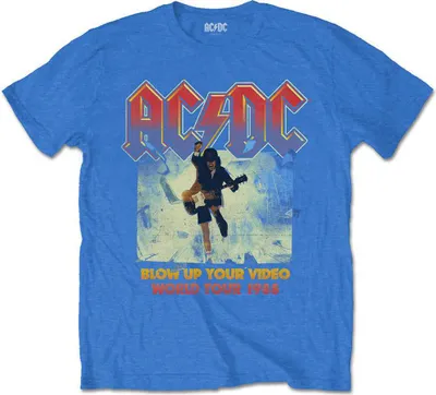 Zdjęcie produktu dla AC/DC Blow Up Your Video / World Tour 1988 Mid Blue L Koszulka