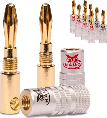 Produktbild von Bananenstecker 4mm NAUC 10x schraubbar vergoldet Lautsprecherkabel Profi Stecker