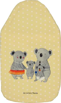 Produktbild von Mr. & Mrs. Panda Wärmflasche Koala Familie - Gelb Pastell - Geschenk, Wärmflaschen, Kinder, Koalas, Bettflasche, Wärmekissen, Muttertag, Kuschelwärmflasche, Mama