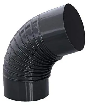 Obrázek produktu pro S&M 485121, oblouk pod úhlem 90°, černě sklovaný, 900°C, průměr 150 mm, určený pro komínové potrubí a krby