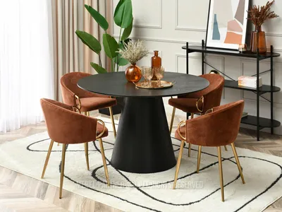 Obrázek produktu pro Kulatý jídelní stůl 120 cm DONIS - černé dřevo / černý