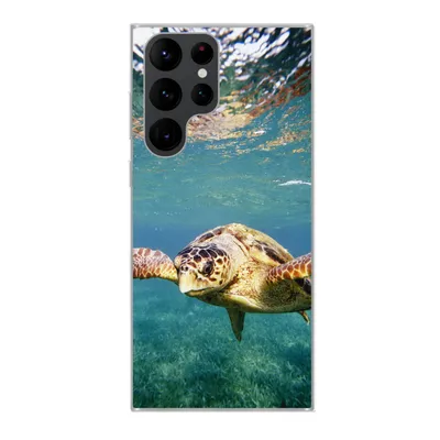 Produktbild von MuchoWow® Handyhülle Schutzhülle Hülle für Samsung Galaxy S22 Ultra Schildkröte - Wasser - Blau Silikon Softcase Handy Hülle - Abbildung