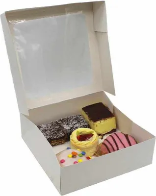 Produktbild von BAMI Tortenkarton weiß mit Sichtfenster 30x30x8cm | Kuchenkarton, Tortenbox | 30 Stück