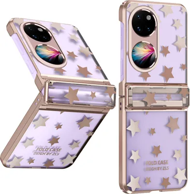 Produktbild von Hülle für Huawei P50 Pocket Sterne Überzug Transparent Schutzhülle mit Scharnierschutz Roségold