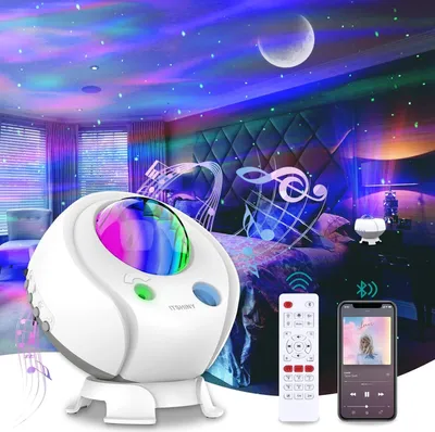 Produktbild von 52 kolory Duża lampa LED do projektora gwiaździstego nieba Głośnik Bluetooth Projektor gwiazd Aurora Borealis Dzieci Dorośli Światło nocne Biały