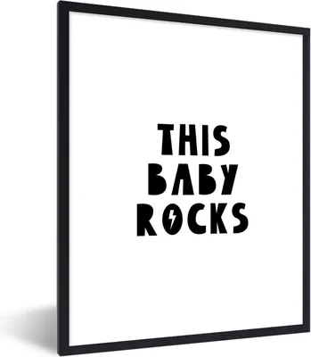 Produktbild von MuchoWow® Gerahmtes Poster Zitate - Dieses Baby rockt - Baby - Kinder - Sprichwörter 60x80 cm - Poster mit Schwarzem Bilderrahmen Wandposter Rahmen Foto Bilder - Premium - Wanddeko Wohnzimmer