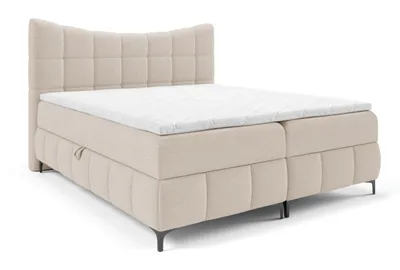 Obrázok produktu pre Postel s pružinovou základňou 180x200 cm, model Almera, s vrchnou matracou, úložným priestorom, kovovými nohami, matracou H3, potiahnutá materiálom chenille, farba béžová