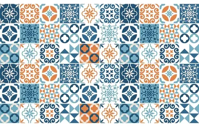 Produktbild von Selbstklebende Fliesenaufkleber für Küche und Bad – 60 Zementfliesenaufkleber (AZULEJOS RODIO) – 60 Aufkleber, 15 x 15 cm