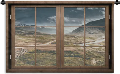 Produktbild von MuchoWow® Wandteppich Wandbehang Aussicht - Berg - Weg 60x40 cm Tapisserie Dekoration Wandtuch - Wanddekorationen