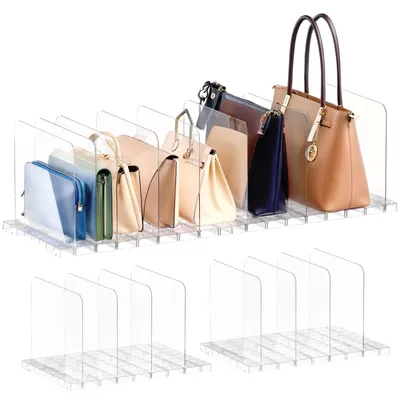 Handtaschen-Organizer stapelbar, 8 Fächer, durchsichtig, 72x24x21 cm