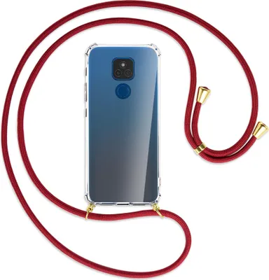 Produktbild von Handykette Backcover-Schutzhülle mit Band (Metall goldfarben) für Motorola Moto E7 Plus - rosa